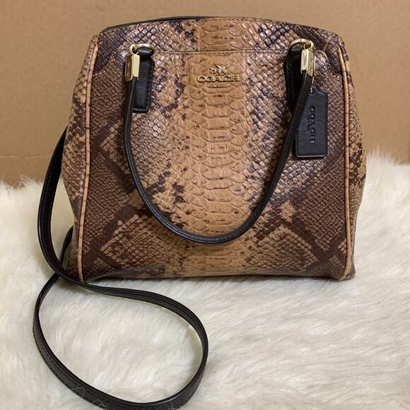 COACH Brown Snakeskin Embossed Leather MINETTA Satchel w/Long Strap F35271 - Picture 4 of 16